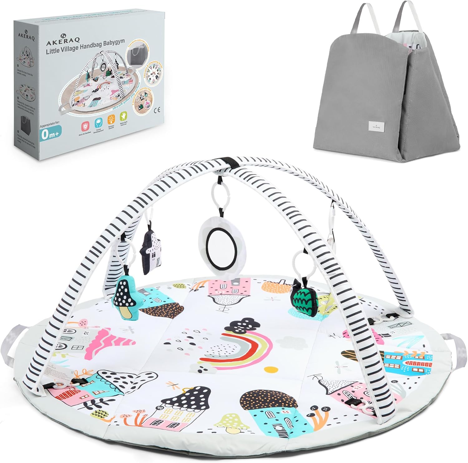 Tapis d’Éveil Bébé Montessori 0-6 Mois Akeraq 2-en-1 Evolutif et Portable