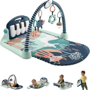 Tapis d&rsquo;Éveil Montessori Piano Fisher-Price : Éveil Musical et Jouet Suspendu Animaux de la Forêt