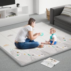 Tapis d’éveil bébé Montessori Zeebaba : grand, pliable et facile à nettoyer