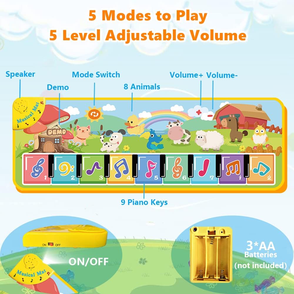 Tapis musical Montessori Lobyoh : apprentissage ludique pour bébés et enfants – Image 2