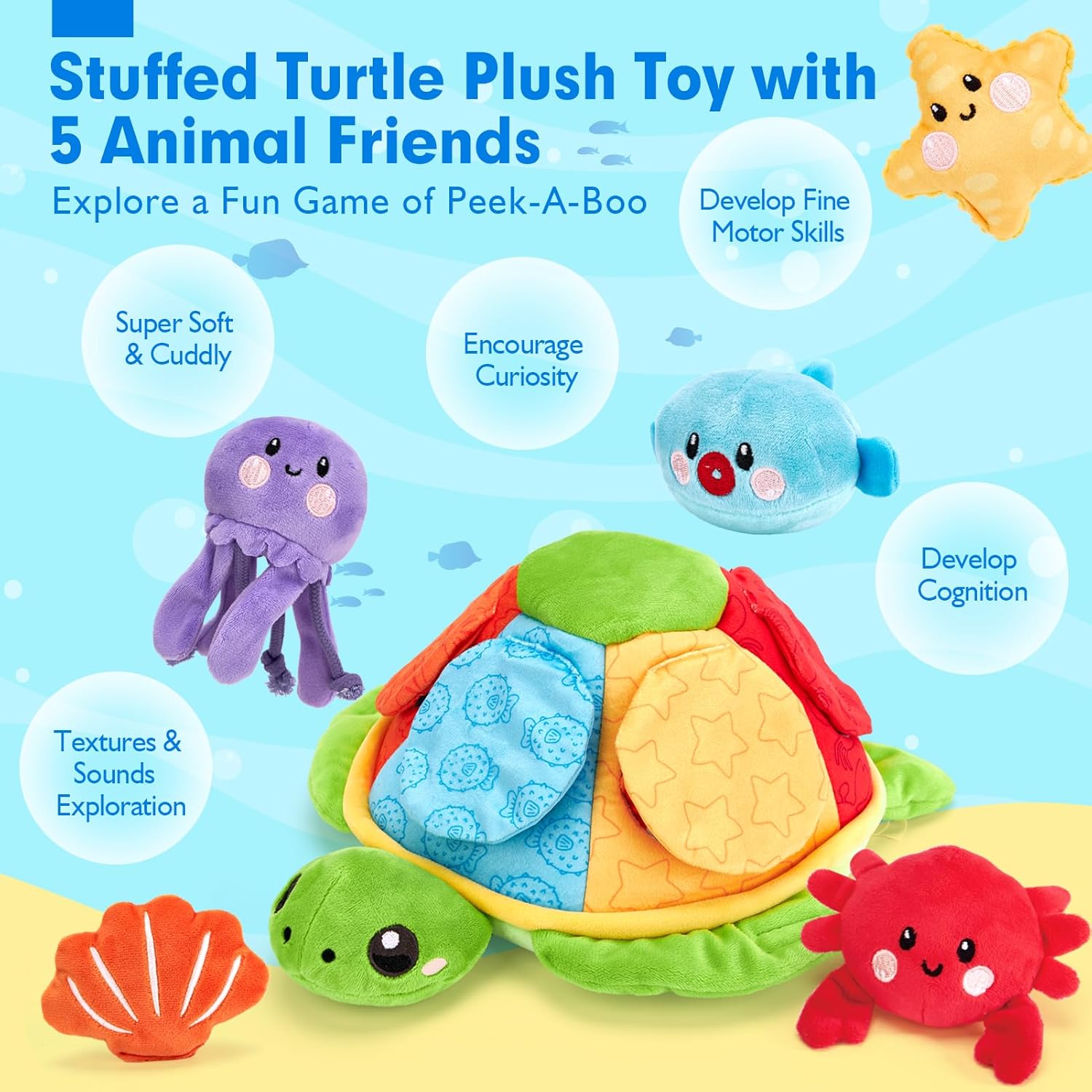 Tortue peluche Montessori : le jouet sensoriel idéal pour bébé 0-6 mois – Image 2