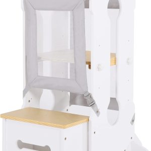 Tour d&rsquo;apprentissage Montessori Bateso avec protection : l&rsquo;aide-cuisine ajustable pour enfant