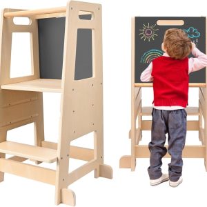 Tour d&rsquo;apprentissage Montessori Hlieeosfcn : 3 hauteurs réglables et surface anti-dérapante