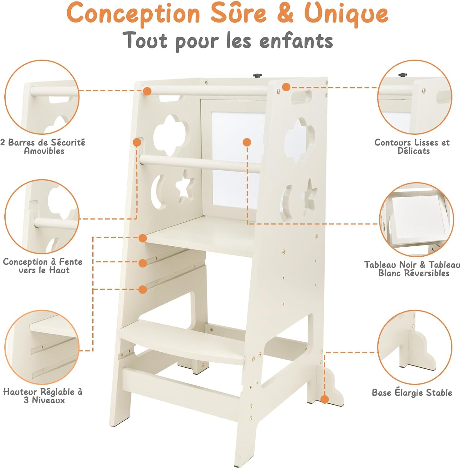 Tour d’apprentissage Montessori OUNUO pour enfants : sécurité et créativité en cuisine – Image 2