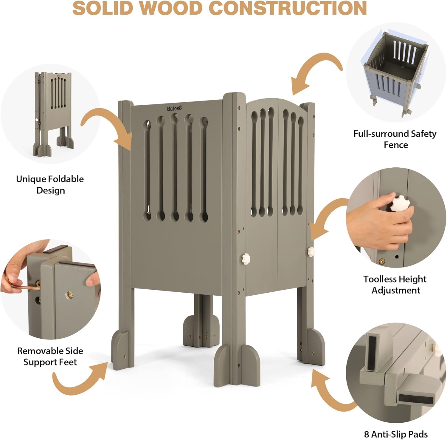 Tour d’apprentissage Montessori pliable Bateso pour enfants 1-3 ans – Image 2