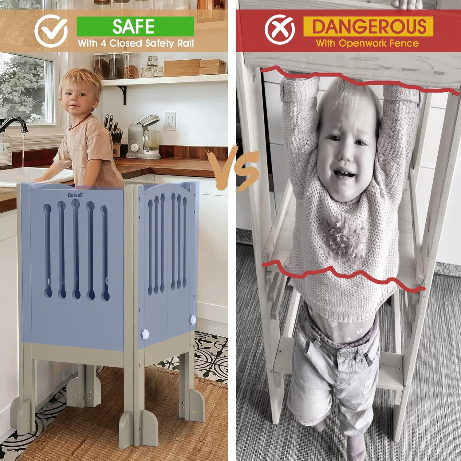 Tour d’apprentissage Montessori pliable Bateso pour enfants 1-3 ans – Image 3