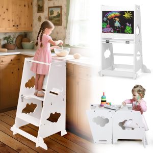 Tour d&rsquo;observation Montessori pliable avec tableau noir et garde-corps