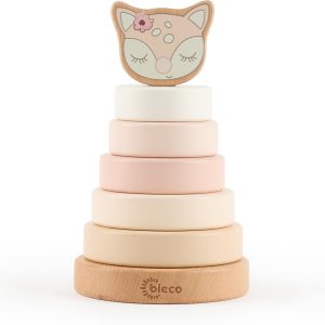 Tour en bois empilable pour bébé – jeu éducatif dès 1 an