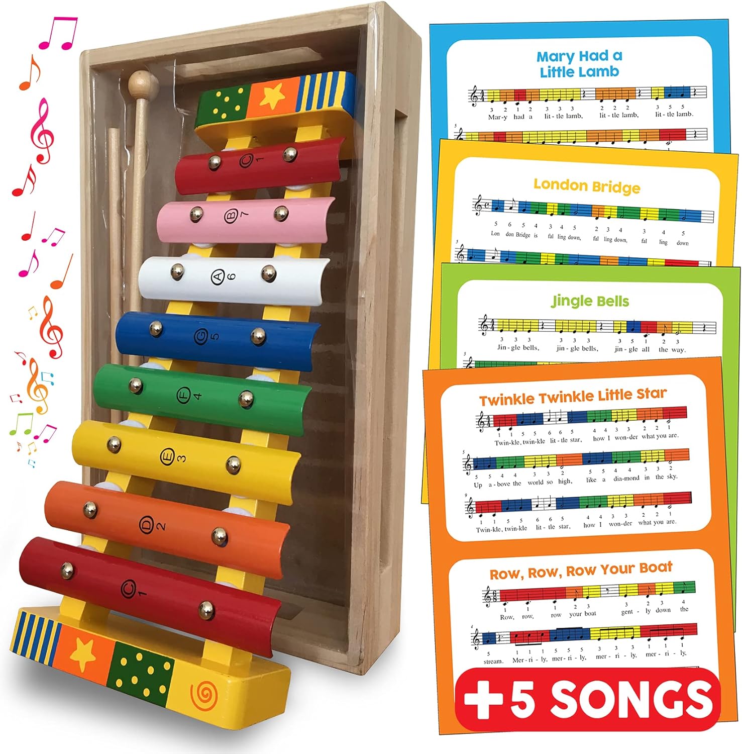 Xylophone en bois arc-en-ciel Montessori : Apprendre la musique pour enfants