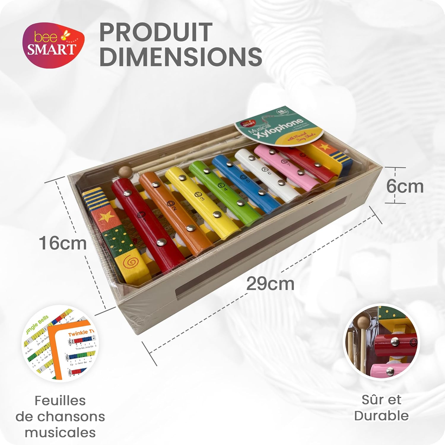 Xylophone en bois arc-en-ciel Montessori : Apprendre la musique pour enfants – Image 3