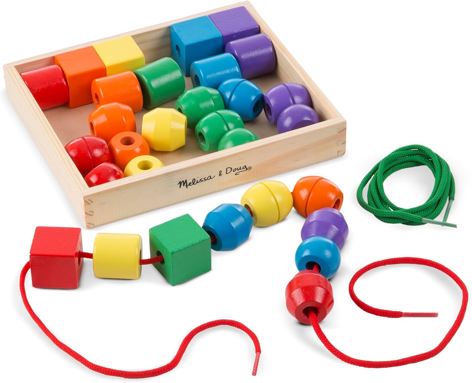 jeu de perles en bois montessori avec lacets pour enfants dès 3 ans